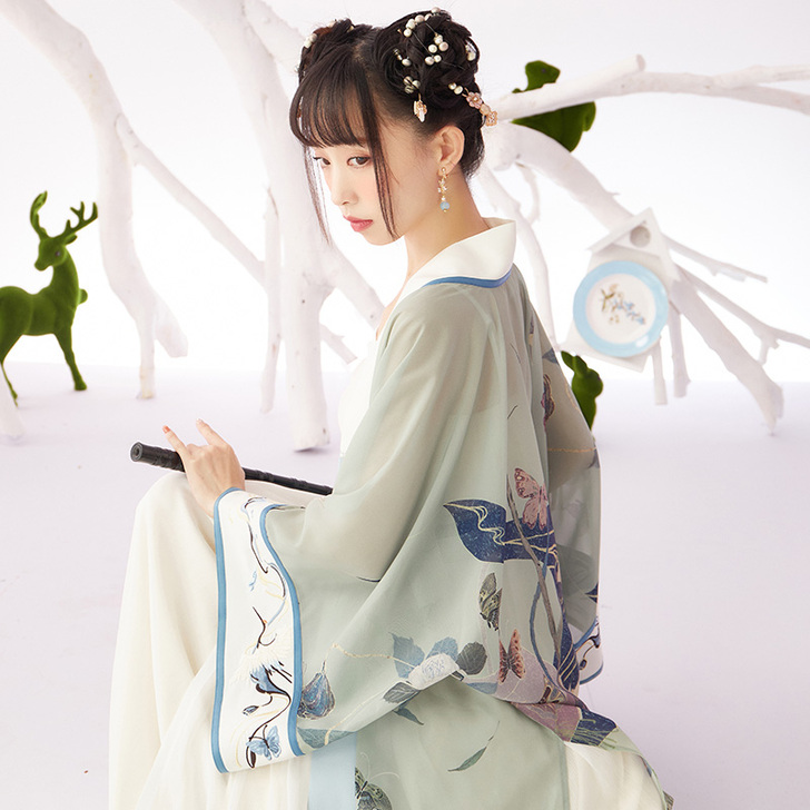 十三余小豆蔻儿[水丹青]印花对襟吊带宋裤
