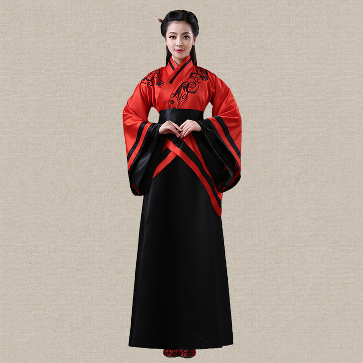 改良中式汉服古装女古筝演出服舞台装绣花