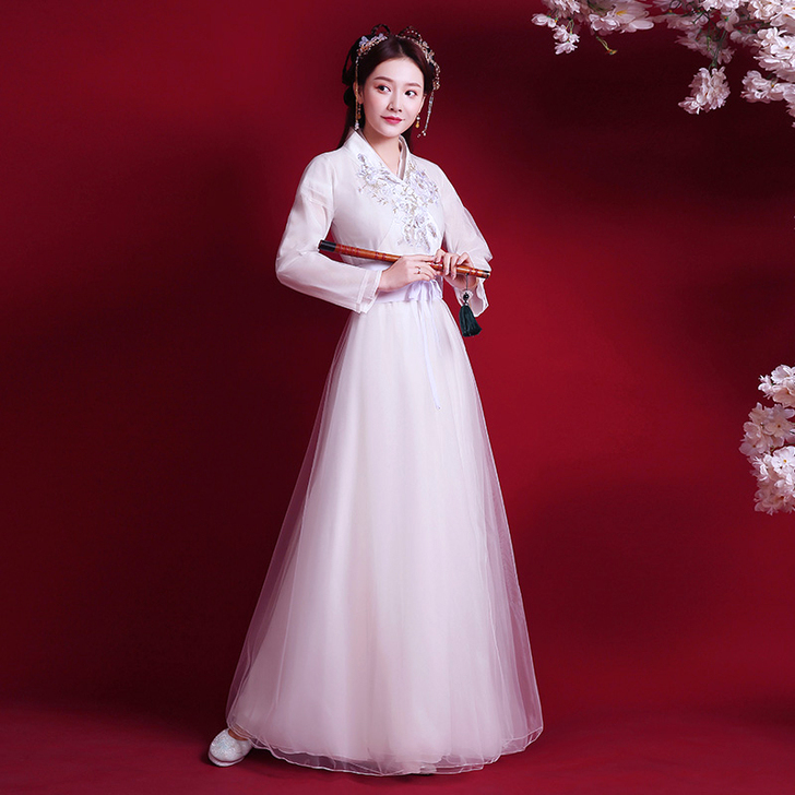 白色汉服女夏古装中国风仙女超仙正品原创全套...
