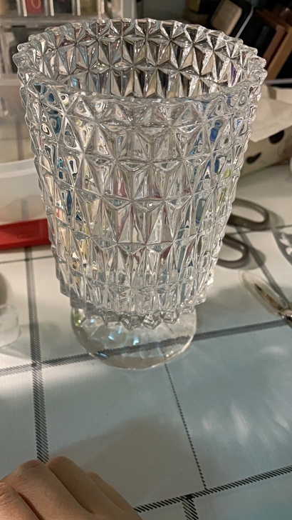 透明浮雕玻璃花瓶欧式高脚透明花器简约家居装...