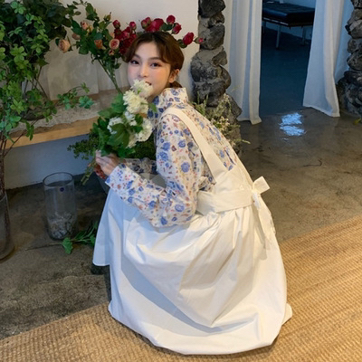 法式白色背带裙春秋小个子2021新款设计感...