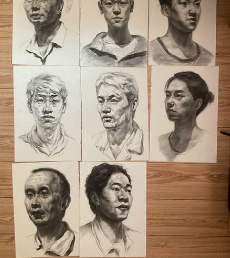 8开素描头像景物3张 标价就是价格 感兴...