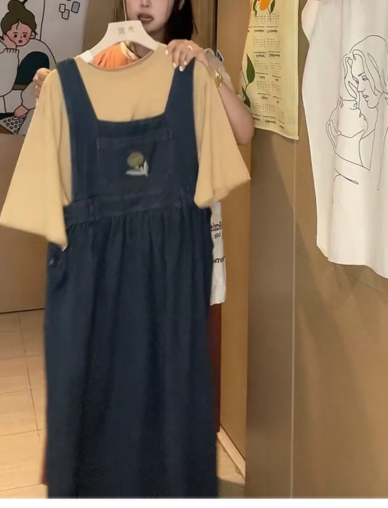 复古背带裙