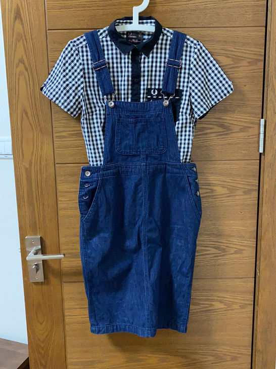 wcloset专柜正品牛仔背带裙  学院风...