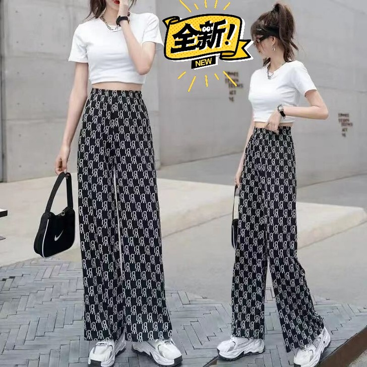 阔腿裤女2021夏季新款宽松潮流裤子女字母...