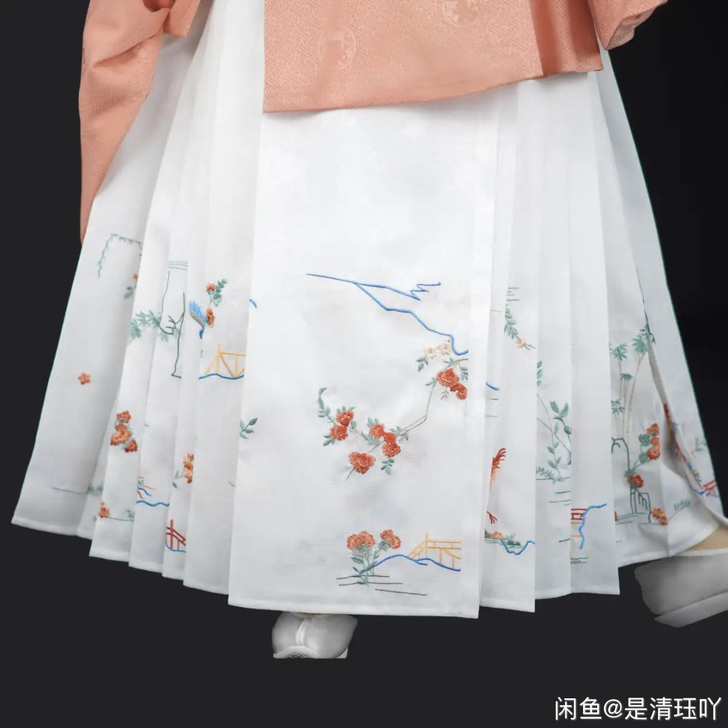 兰若庭汉服 绣花 仿孔府花鸟裙 百搭 明制...