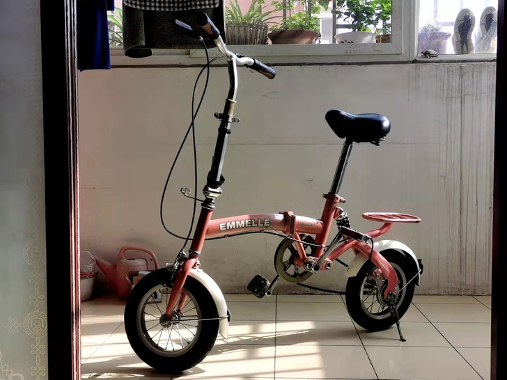 可以折叠的阿米尼牌自行车，大人小孩都可以骑...