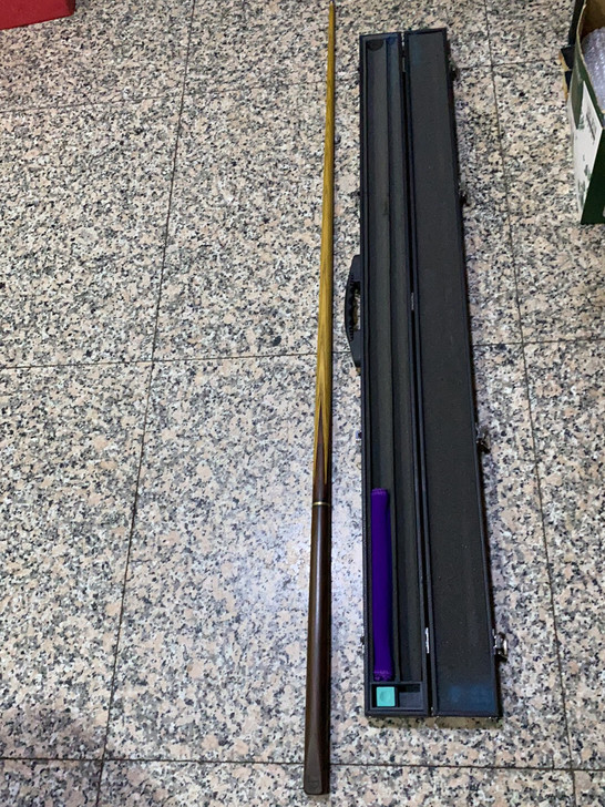 老杆分体一支,免漆紫檀,中式黑八斯诺克台球...