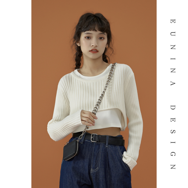 设计感叠穿罩衫2020春秋季新款女辣妹针织...