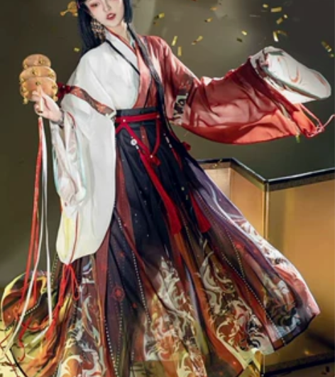 昭华赋-舞清姬晋制交领齐腰襦裙中国风印花C...