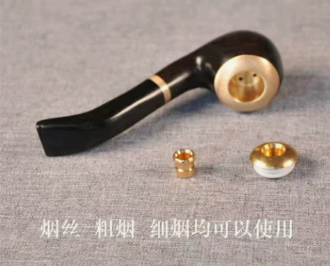 手工实木乌木小烟斗老式滤弯式男士烟斗烟带滤...