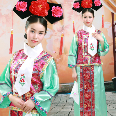 清朝古装还珠格格服装满族旗服女后宫廷妃子嬷...