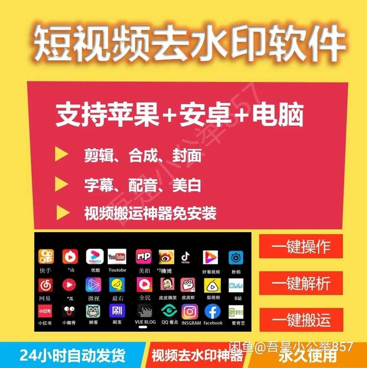 短视频去水印软件解析工具 苹果安卓去水印神...