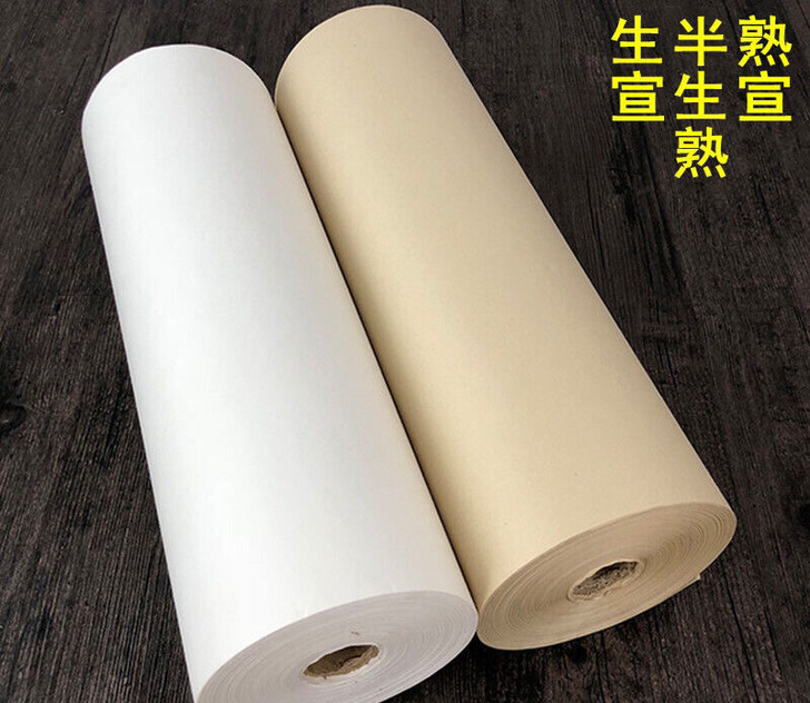 加厚长卷宣纸书法专用纸生宣熟宣国画半生熟毛...