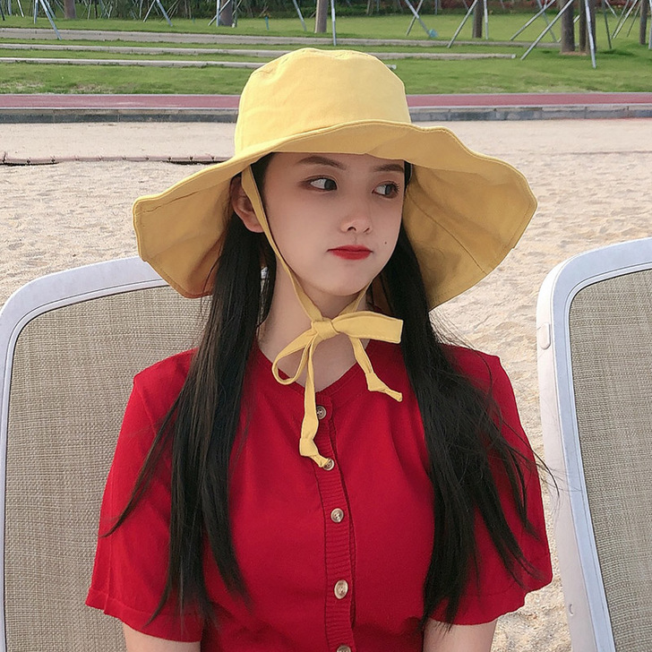 软妹系带蝴蝶结渔夫帽女日系百搭防晒遮阳帽子...