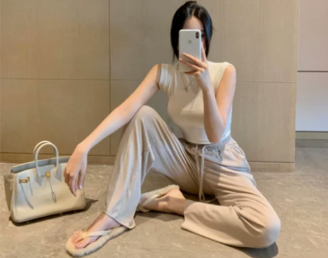 豆豆酱chic【舒适云朵裤】宽松休闲裤女高...