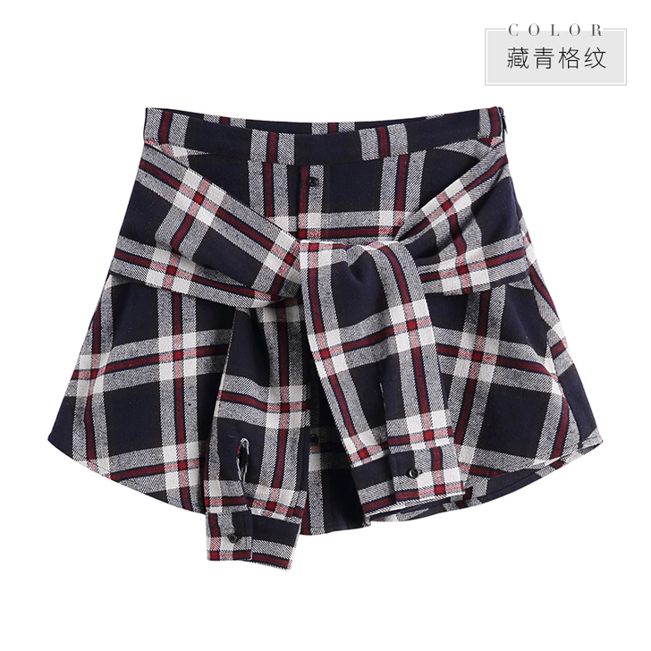 张大奕甜美格纹半身裙