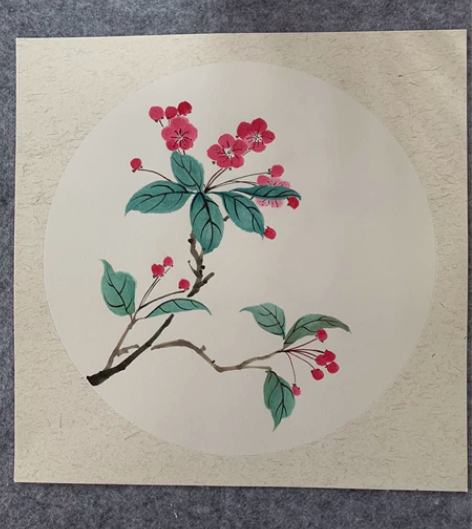 纯手绘国画海棠 生宣卡纸3838 满80元...