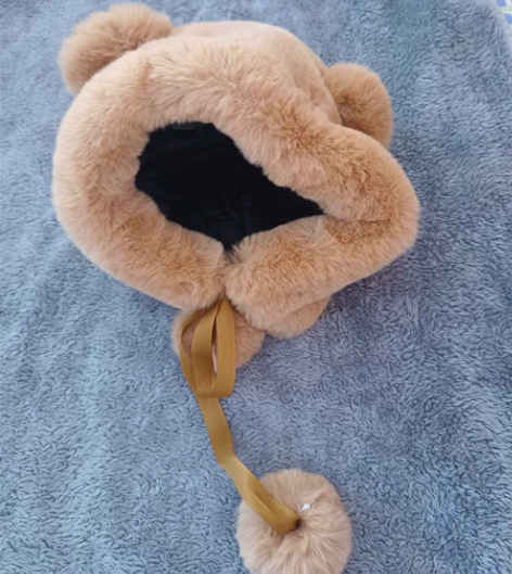 熊耳朵帽子女秋冬甜美可爱耳罩毛毛绒护耳韩版...