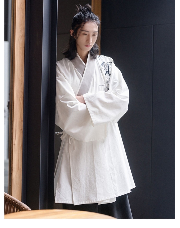 沐汉风改良汉服男 竹烟原创交领长衫男士非古...