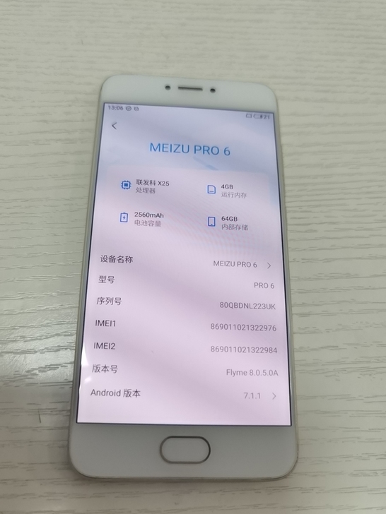 魅族pro6，4+64，功能正常，电池轻微...