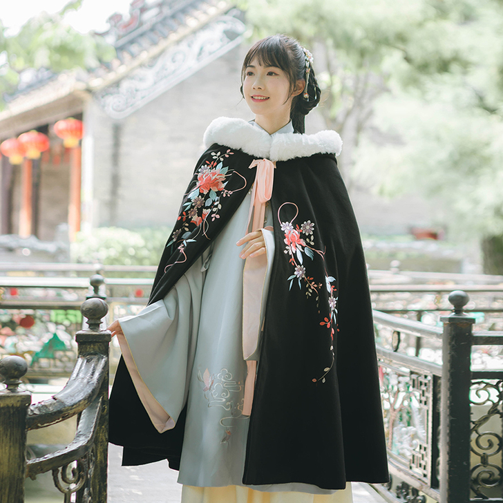 汉尚华莲传统汉服女装日常秋冬款加厚保暖长斗...