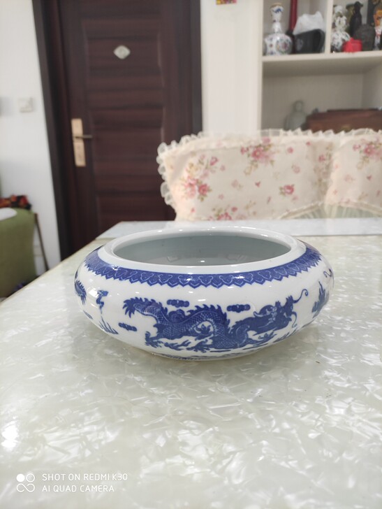 文房茶台摆设 景德镇青花瓷笔洗 茶洗 21...