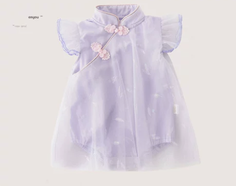 夏季女宝宝半袖网纱包屁哈衣裙子婴儿衣服满月...