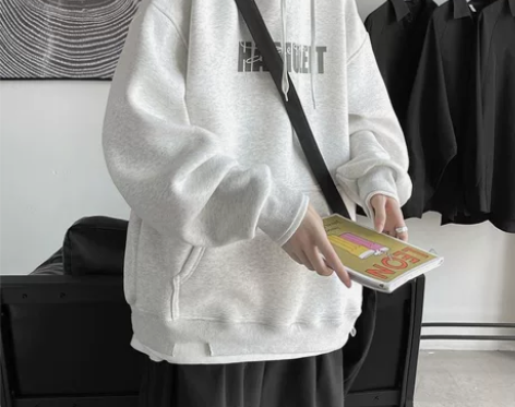 加绒连帽卫衣男秋冬季2022新款潮牌宽松字...
