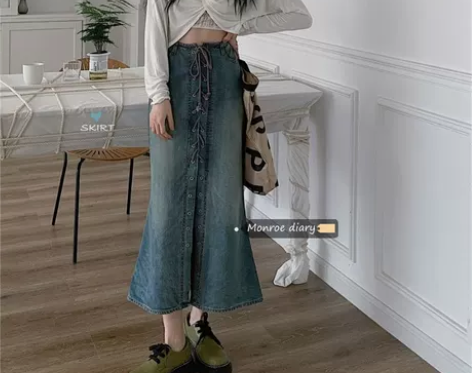 高腰牛仔半身裙女设计感小众显瘦气质裙子夏季...