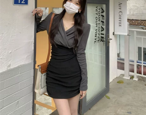 大码女装春季新款纯欲风性感包臀短裙胖MM收...