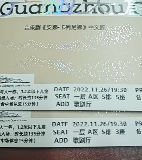 广州大剧院11月26号安娜、卡列尼娜门票连...