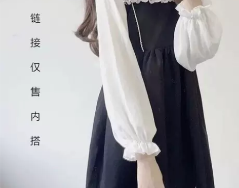 日系雪纺短款透lolita软妹基础款百搭内...