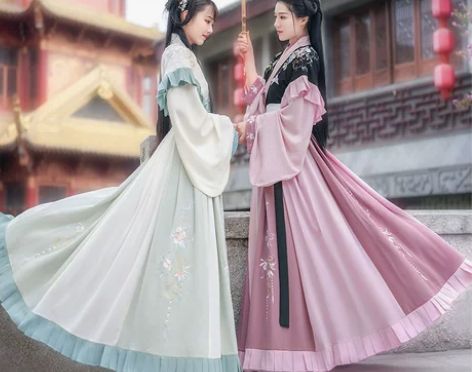 如梦霓裳汉服女花卿晋制交领半袖齐腰襦裙晋襦...
