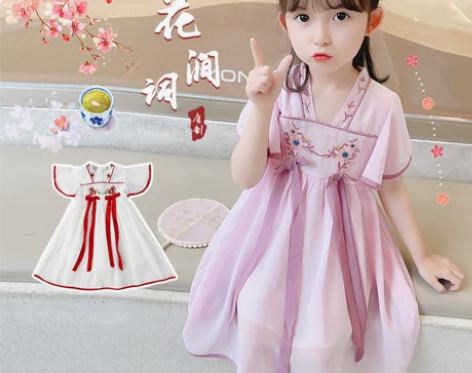 女童汉服夏季雪纺连衣裙儿童中国风唐装超仙襦...