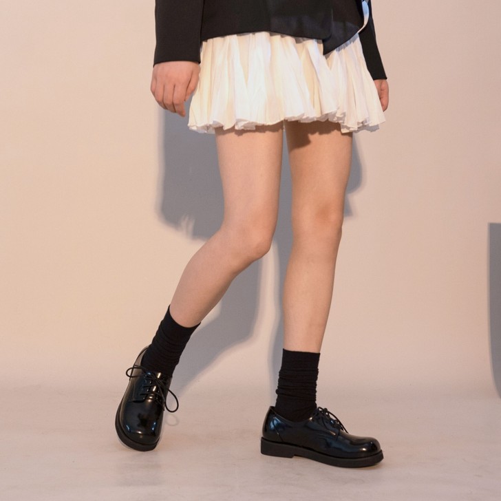 【三人行】Lolita秋基础圆头小皮鞋真皮...