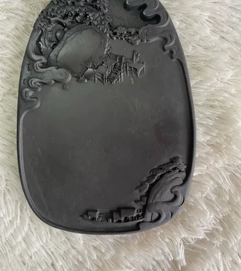 端砚老艺人 仿古山水砚尺寸15×10×2特...