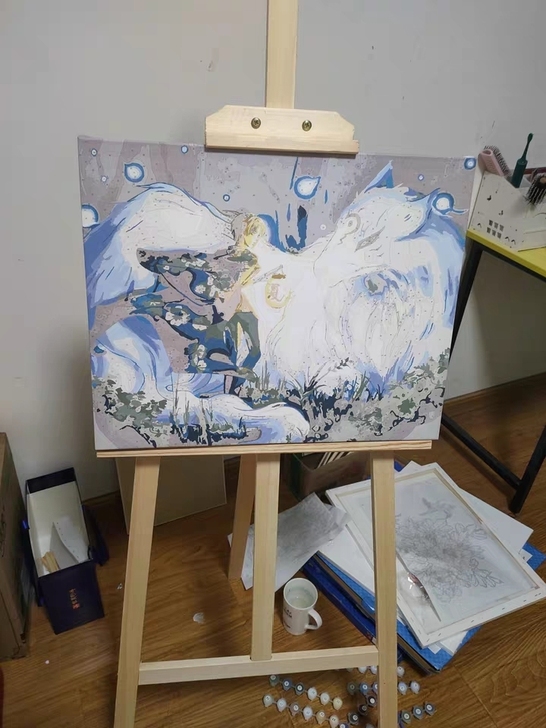 【全新包邮】实木画架画板套装 可折叠伸缩画...
