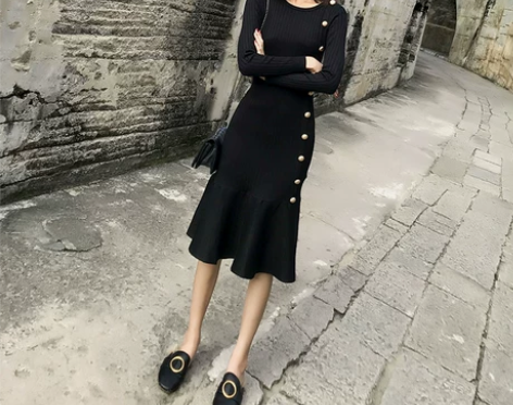 女装娃娃法式裙鱼尾裙 针织弹力大 感兴趣的...