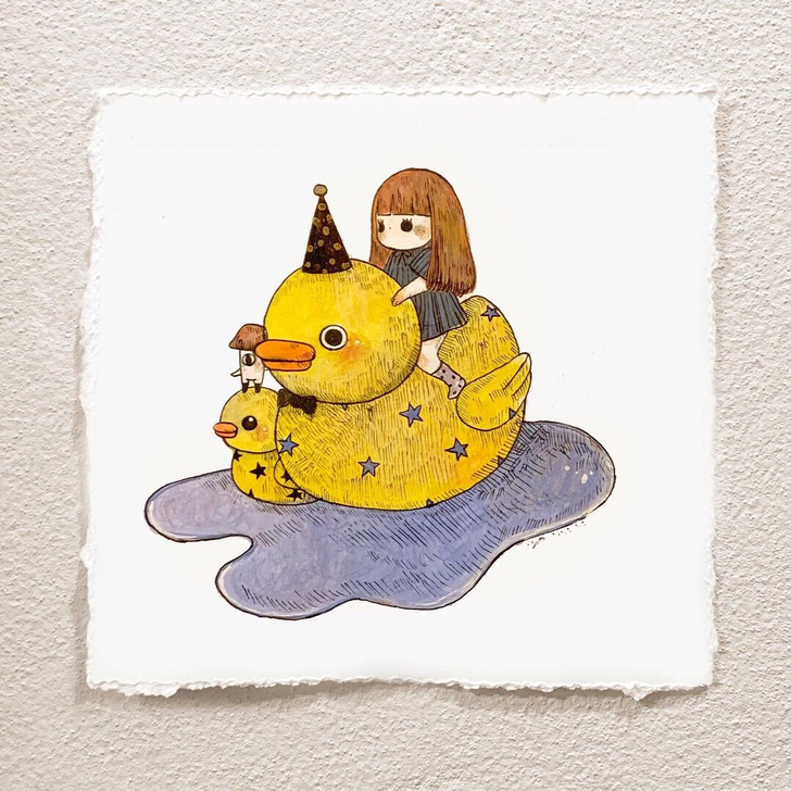 手绘复古风萌系水彩人物动物插画临摹素材欧美...