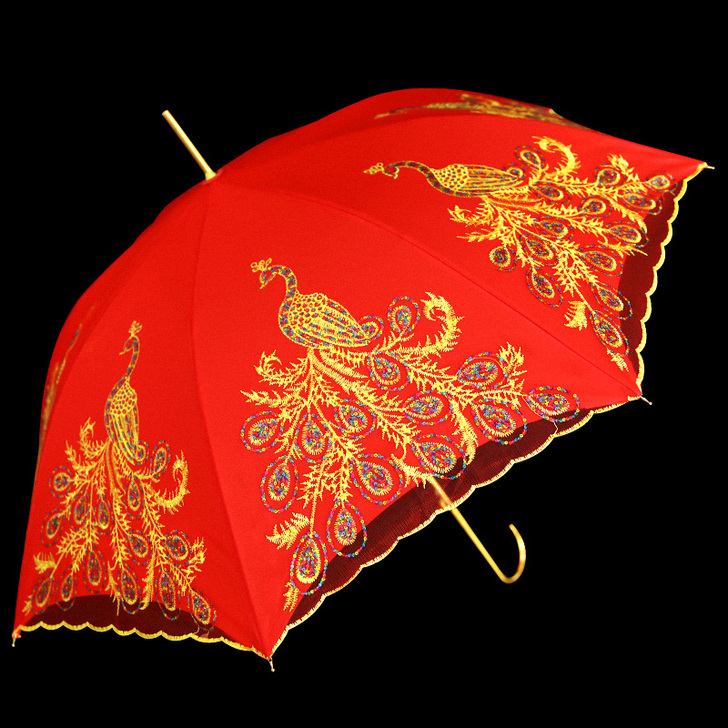 红雨伞婚庆结婚出门用红色伞新娘伞两用出嫁婚...