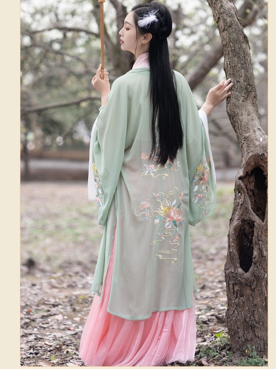 汐花瑶菊花语原创汉服女交领魏晋风广袖齐腰明...