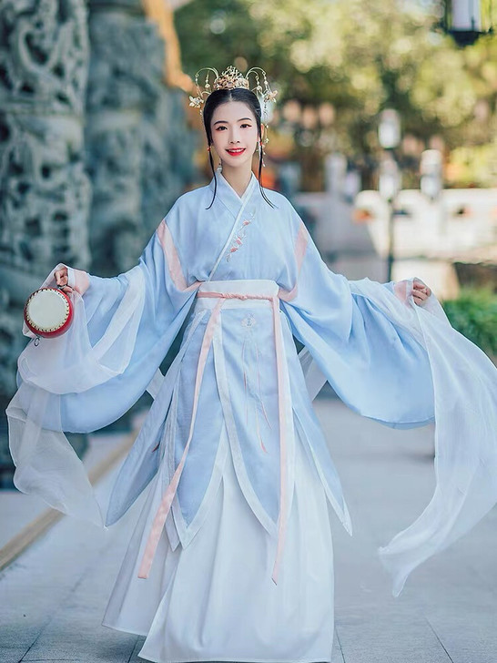 汉尚华莲莺歌汉服女正品原创绣花交领襦裙围裳...