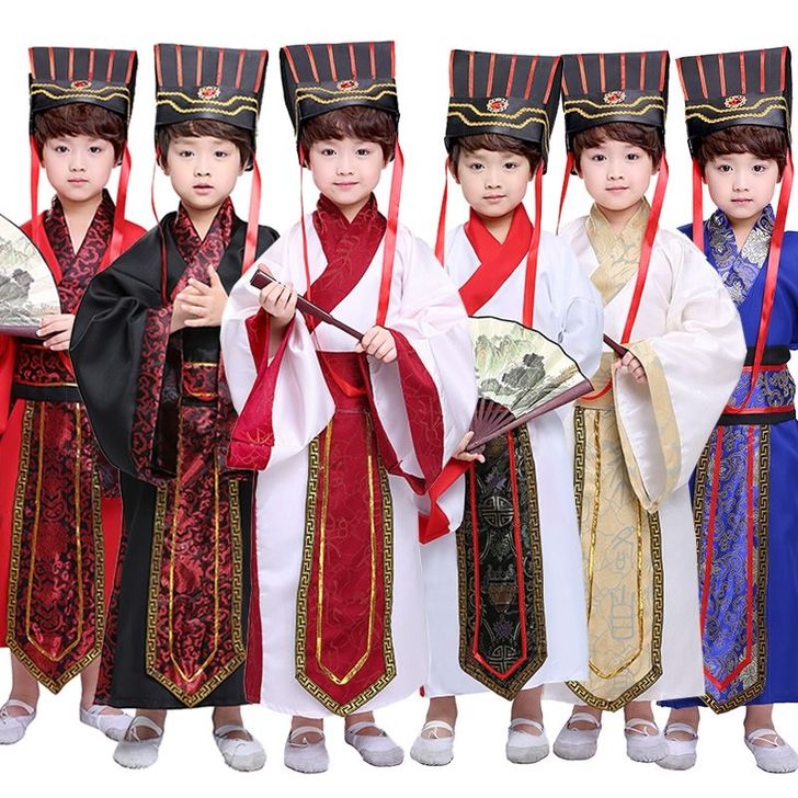 幼儿童古装男书童国学汉服演出服女春秋秦汉朝...