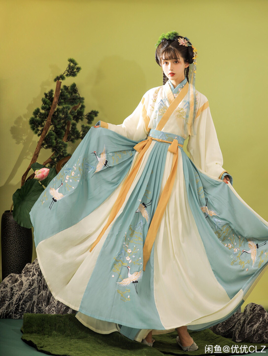 玉术原创汉服女羽集晋制齐腰魏晋风交领中国风...