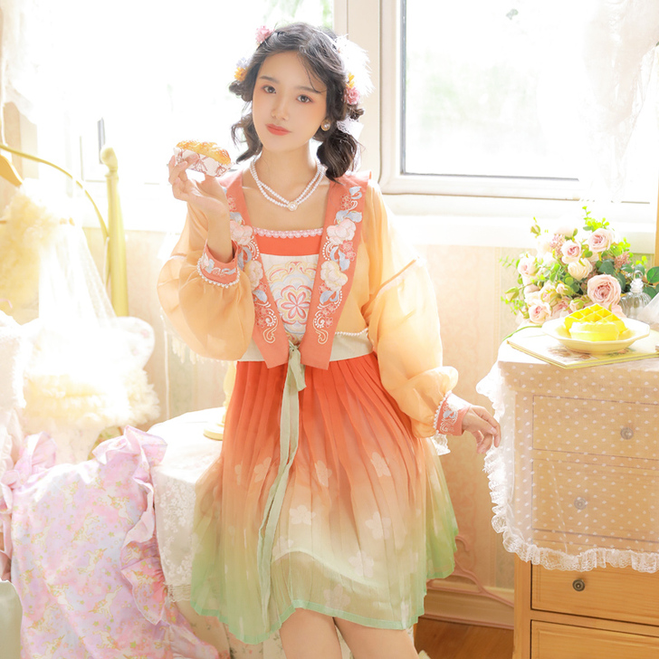【徽韵雅颂原创汉服缤纷果茶绣花印花汉元素连...