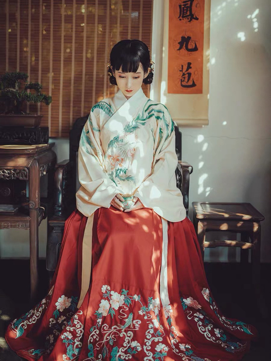 钟灵记凤来仪明制袄裙长袄交领汉服女琵琶袖