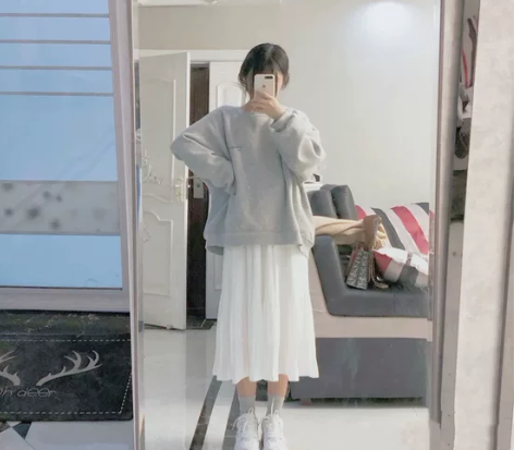 褶皱半身裙小个子半裙肌理感白色裙子女夏韩版...