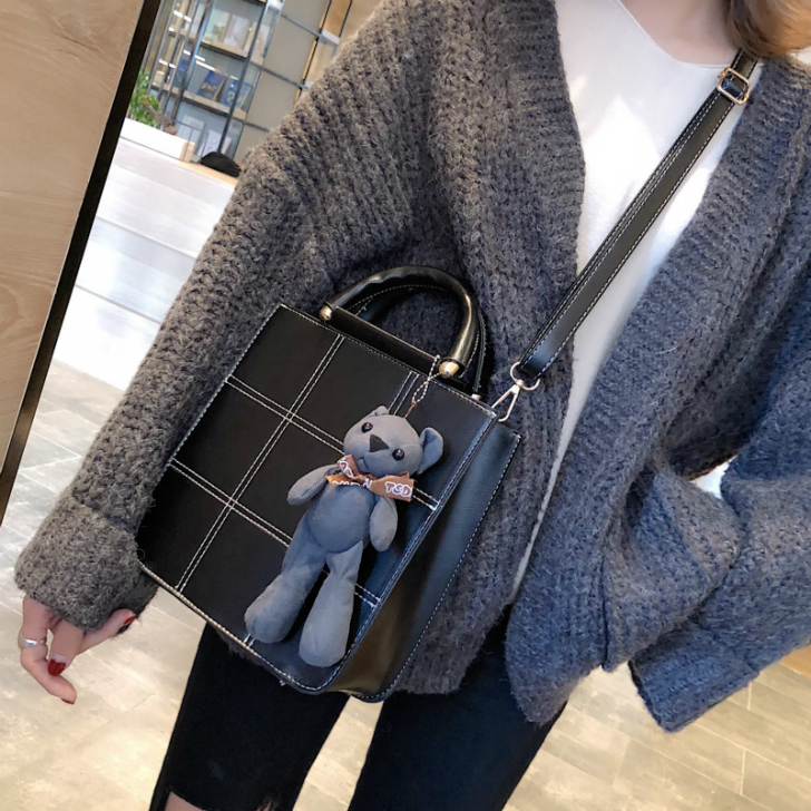 包包女2019新款潮秋冬百搭包车缝线托特包...