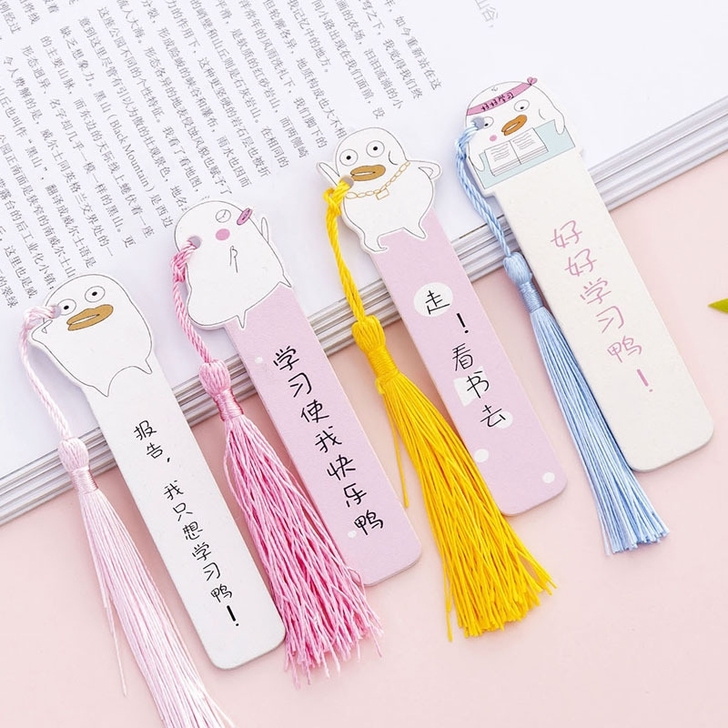 卡通书签励志鸭木质直尺可爱幼儿园小学生奖品...